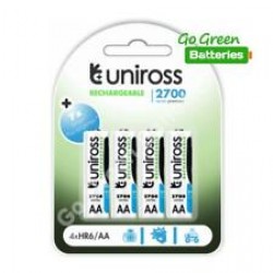 بطارية UNIROSS القابلة لإعادة الشحن 4XAA بسعة 2700 مللي أمبير في الساعة