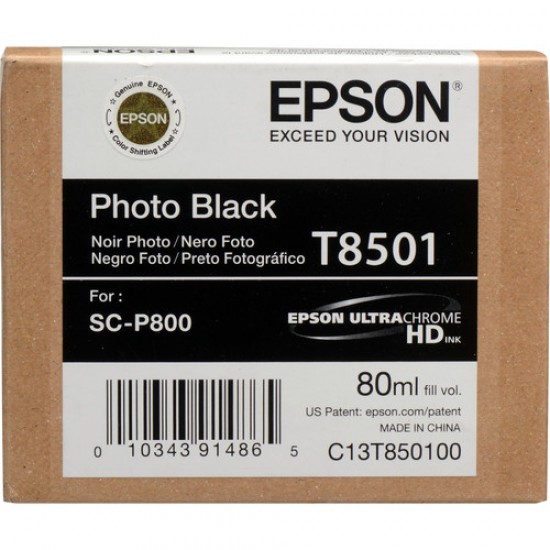 Epson T8501 UltraChrome HD Photo Black Ink Cartridge 80ml P800