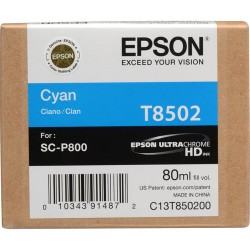 Epson T8502 UltraChrome HD Cyan Ink Cartridge 80ml P800