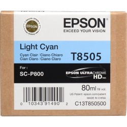 Epson T8505 UltraChrome HD Light Cyan Ink Cartridge 80 ml P800