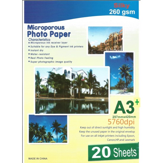 Microporous Silky Photo Paper A3+ Size 260GSM 