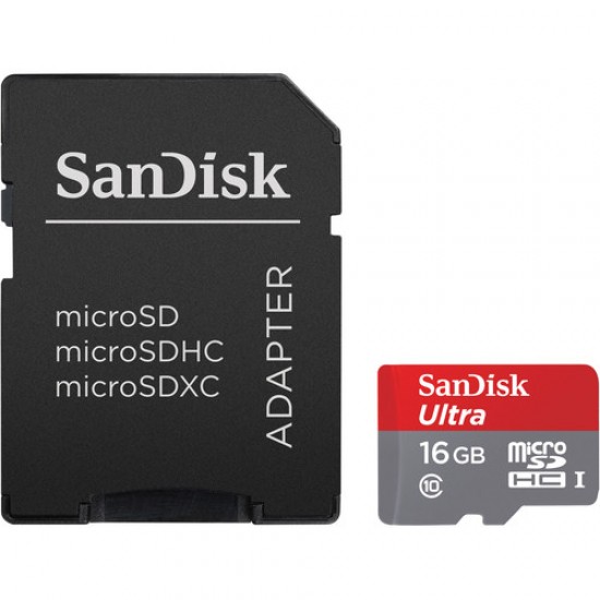  SanDisk 16GB Ultra UHS-I 80MB/s MicroSDHC  Memory Card with adapter