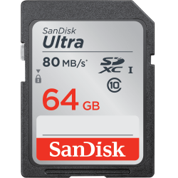 بطاقة ذاكرة سانديسك ألترا SanDisk Ultra UHS-I SDXC بسعة 64 جيجابايت بسرعة 80 ميجابايت/ثانية