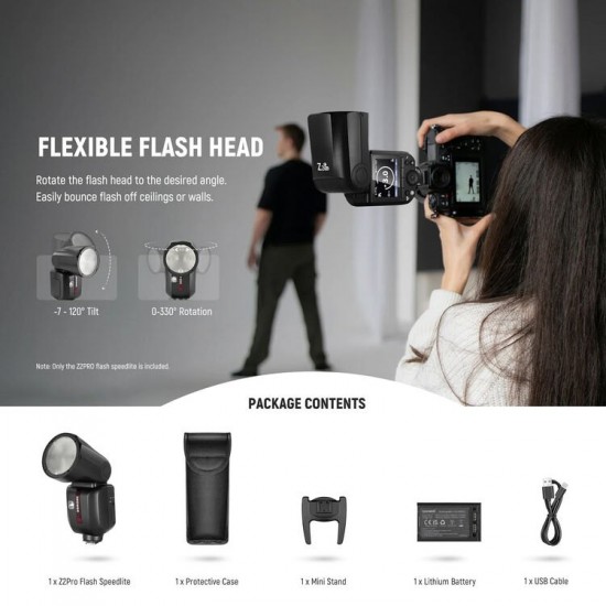NEEWER Z2PRO-S TTL ROUND HEAD FLASH SPEEDLITE WITH 3000mAh LITHIUM BATTERY