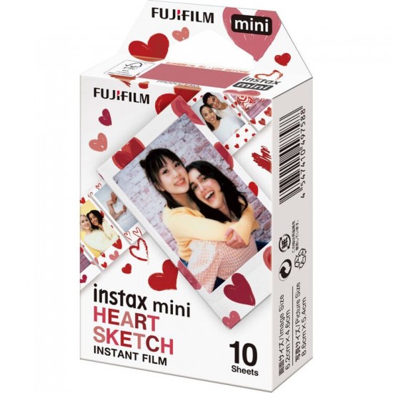 FUJIFILM instax mini Instant Film (Heart Sketch, 10 Exposures)
