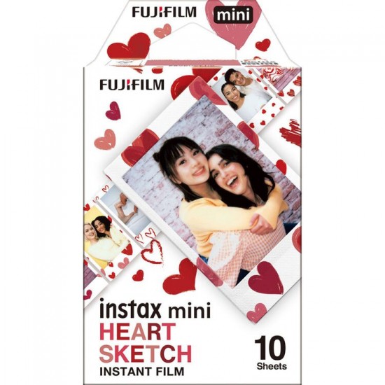 FUJIFILM instax mini Instant Film (Heart Sketch, 10 Exposures)