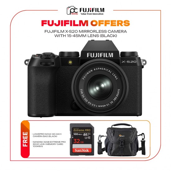 FUJIFILM X-S20 Mirrorless Camera with 15-45mm Lens (Black)