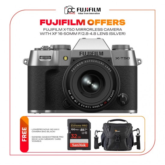 FUJIFILM X-T50 Mirrorless Camera with XF 16-50mm f/2.8-4.8 Lens (Silver)