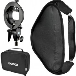 Godox S2 Bowens Mount Bracket with Softbox & Carrying Bag Kit "60X60cm (23.6 x 23.6")