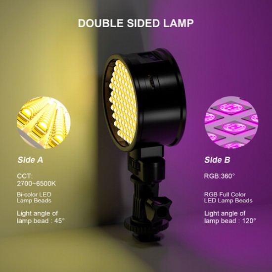 GVM 7SM Double-Sided Mini On-Camera Bicolor & RGB LED Video Light