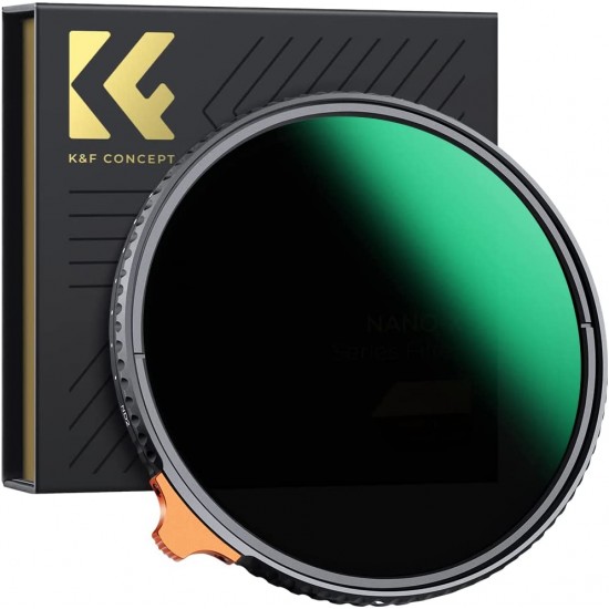 K&F 72MM XV56 Nano-X Slim Variable/Fader NDX, HD, ND2~ND400, Waterproof, Anti Scratch, Green Coated