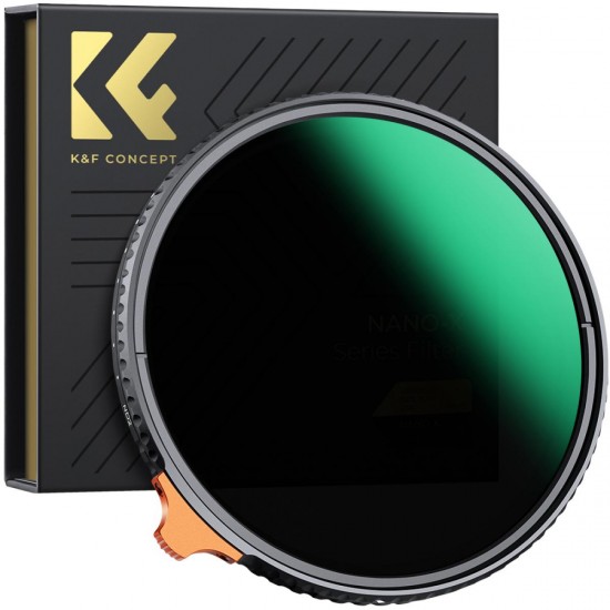 K&F 82MM XV56 Nano-X Slim Variable/Fader NDX, HD, ND2~ND400, Waterproof, Anti Scratch, Green Coated