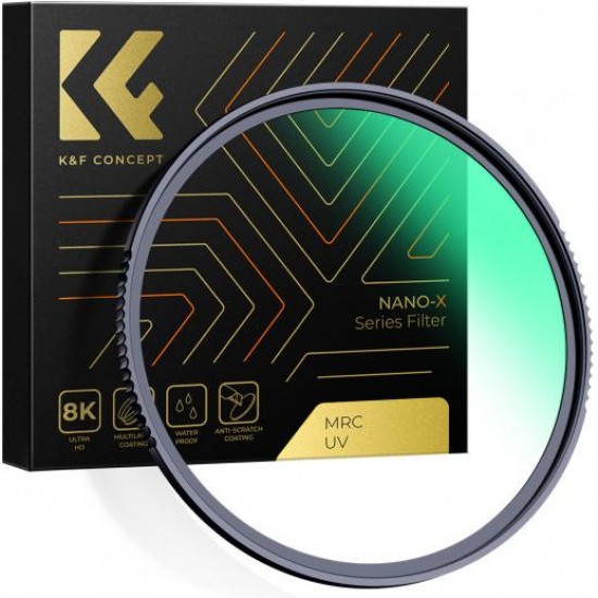 فلتر عدسة K&F Concept Nano-X B270 MCUV مقاس 72 مم، عالي الدقة، مقاوم للماء والخدش، مطلي باللون الأخضر