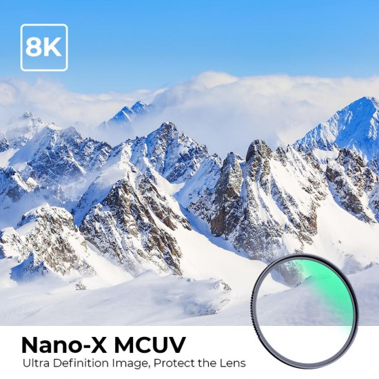 فلتر عدسة K&F Concept Nano-X B270 MCUV مقاس 72 مم، عالي الدقة، مقاوم للماء والخدش، مطلي باللون الأخضر