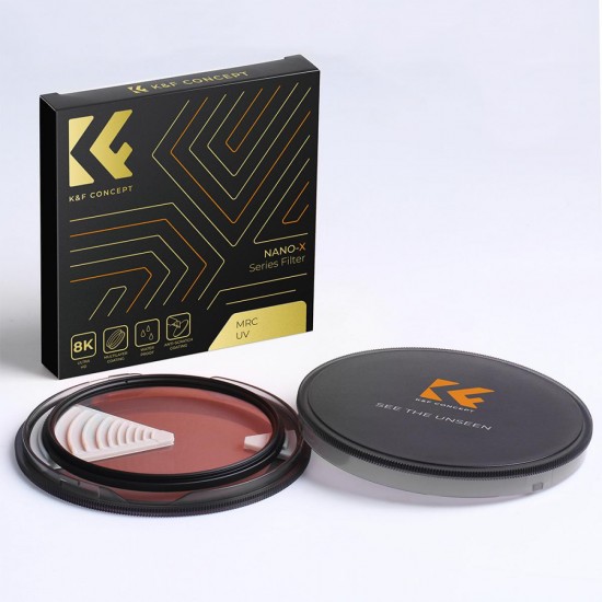 فلتر عدسة K&F Concept Nano-X B270 MCUV مقاس 72 مم، عالي الدقة، مقاوم للماء والخدش، مطلي باللون الأخضر