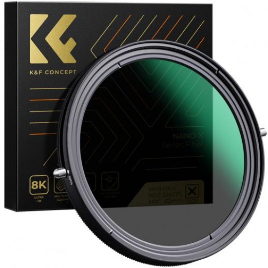 K&F Concept 67MM  XB42  Nano-X CPL+Variable/Fader NDX ND2~ND32,Waterproof, Anti Scratch, Green Coated, W/O Black Cross