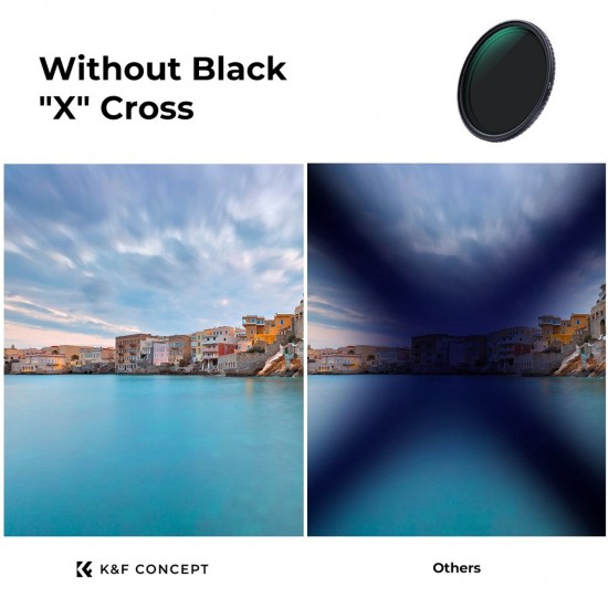 فلتر ND متغير/خافت Nano-X مقاس 72 مم من K&F Concept، ND2~ND32، بدون صليب أسود