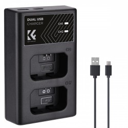 K&F Concept NP-FW50 Dual Slot Quick Charger, Micro USB and Type-C Dual Interface