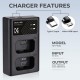 K&F Concept NP-FW50 Dual Slot Quick Charger, Micro USB and Type-C Dual Interface