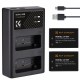 بطارية قابلة لإعادة الشحن LP-E17 من K&F Concept، بطاريتان + شاحن