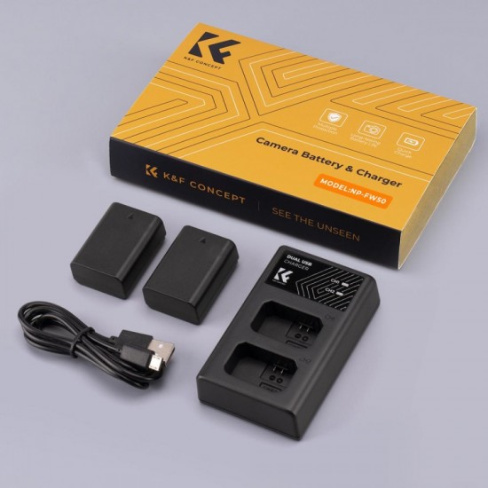 K&F Concept NP-FW50 rechargeable battery 2pcs + charger kit compatible with Sony K&F Concept NP-FW50 rechargeable battery 2pcs + charger kit compatible with Sony
