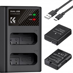 K&F Concept Dual EN-EL14 Battery + Charger Kit for Nikon Cameras