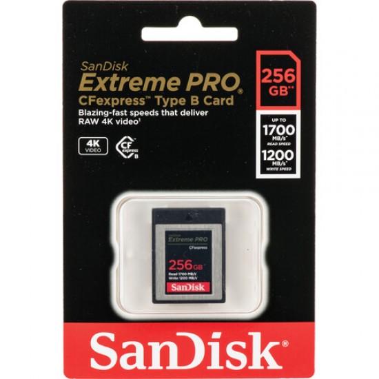 بطاقة SanDisk Extreme PRO CFexpress من النوع B بسعة 256 جيجابايت بطاقة SanDisk Extreme PRO CFexpress من النوع B بسعة 256 جيجابايت