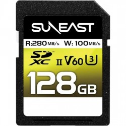 SUNEAST Ultimate Pro microSDXC UHS‑II V60 U3 C10 128GB Memory Card with Adapter – up to 280MB/s read and 100MB/s write speed