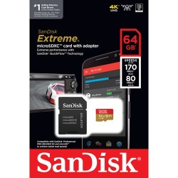 SanDisk 64GB Extreme UHS-I microSDXC Memory Card  170mbs 80mbs