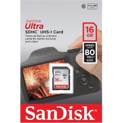 SanDisk 16GB Ultra UHS-I SDHC 80MB/S Memory Card