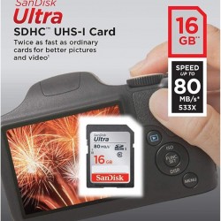 SanDisk 16GB Ultra UHS-I SDHC 80MB/S Memory Card