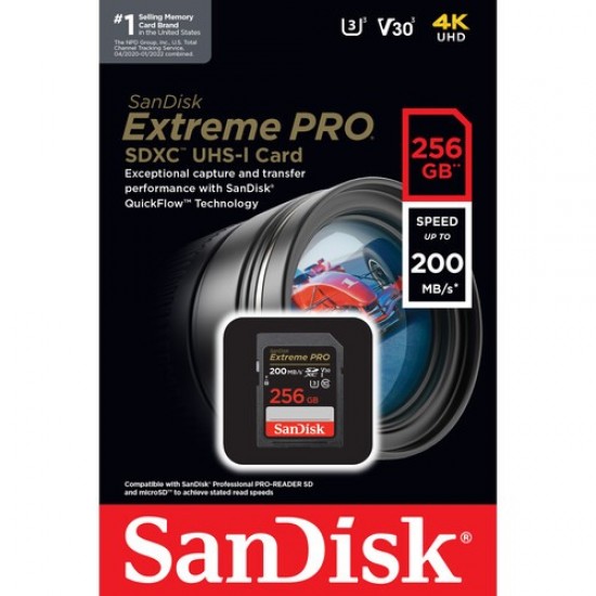 SanDisk 256GB/200mbs Extreme PRO UHS-I SDXC Memory Card