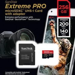 SanDisk 256GB Extreme PRO microSDXC UHS-I Card with Adapter - SDSQXCD-256G-GN6MA