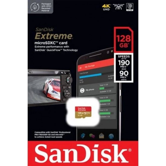 SanDisk 128GB SDXC 190MB/S Micro Extreme Memory Card