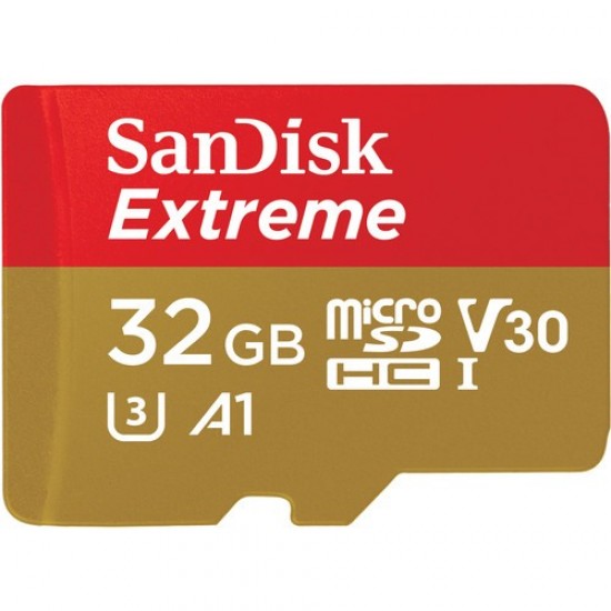 بطاقة ذاكرة SanDisk Extreme UHS-I microSDHC بسعة 32 جيجابايت/100 ميجابايت في الثانية مع محول SD بطاقة ذاكرة SanDisk Extreme UHS-I microSDHC بسعة 32 جيجابايت/100 ميجابايت في الثانية مع محول SD