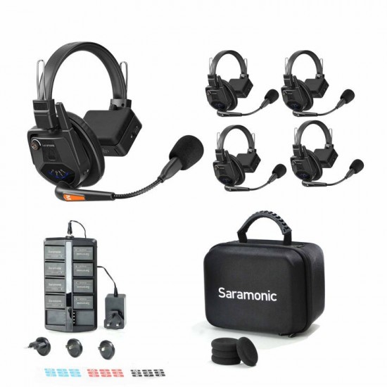 Saramonic WiTalk9-4S 4-Person Full-Duplex Wireless Intercom System with Single-Ear Headsets (1.9 GHz)