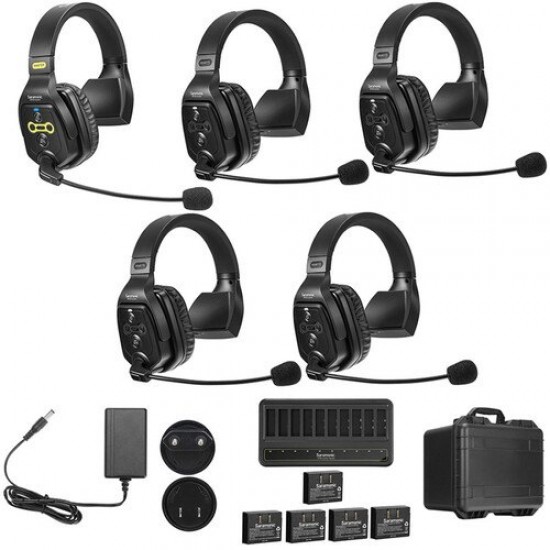 Saramonic WiTalk9-WT5S 5-Person 1.9GHz Full-Duplex Wireless Intercom System with 500m Range, expandable to 30 Users, 10 Batteries, 10-Bay Charger & Case