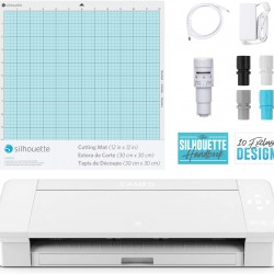 Silhouette Cameo 4 with Bluetooth, 12x12 Cutting Mat, Autoblade 2, 100 Designs and Silhouette Studio Software - White Edition