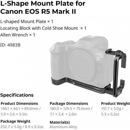 SMALLRIG L-Shape Mount Plate for Canon EOS R5 Mark II 4983