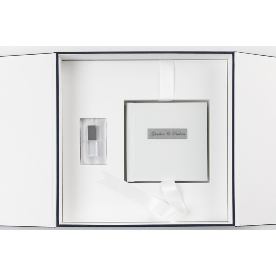 Allbum 30x29cm + 15x15cm – Vynil Aloco White + USB + Box Window Overlap 2 – Vynil Oxford Blue
