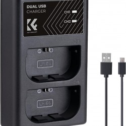 K&F Concept LP-E6/LP-E6N/LP-E6NH Dual Slot Quick Charger with Micro USB and Type-C Dual Interface