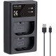 K&F Concept LP-E6/LP-E6N/LP-E6NH Dual Slot Quick Charger with Micro USB and Type-C Dual Interface