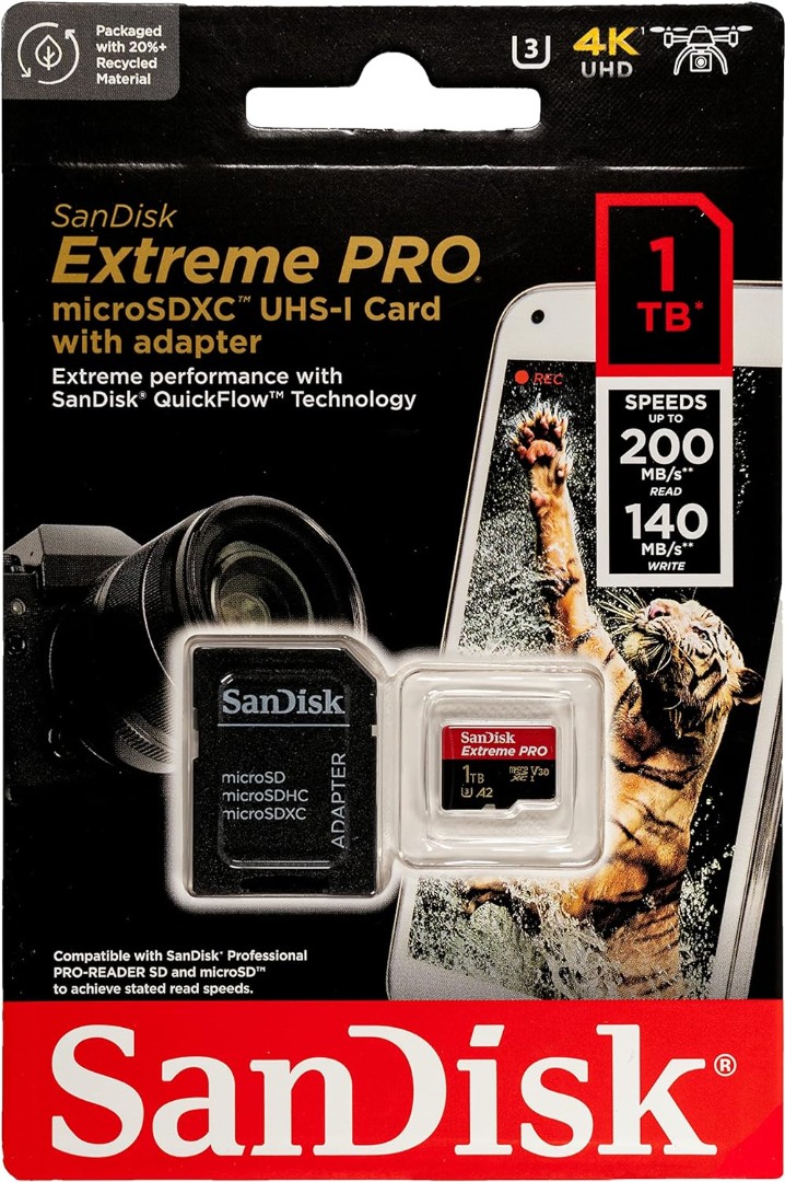 SanDisk 1TB Extreme UHS-I microSDXC Memory Card with SD Adapter