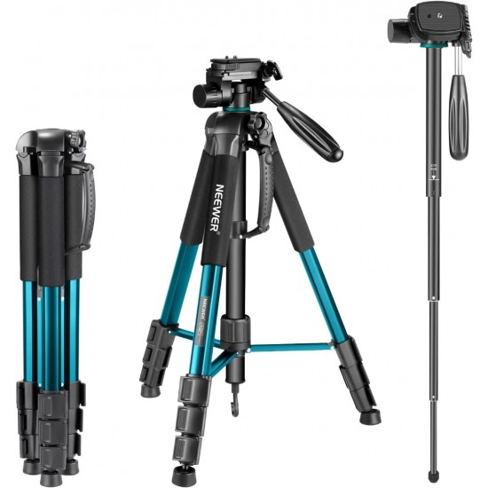 NEEWER SAB264 ALUMINUM ALLOY CAMERA TRIPOD MONOPOD WITH PAN HEAD (BLUE)