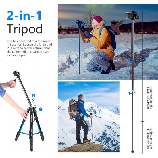 NEEWER SAB264 ALUMINUM ALLOY CAMERA TRIPOD MONOPOD WITH PAN HEAD (BLUE)
