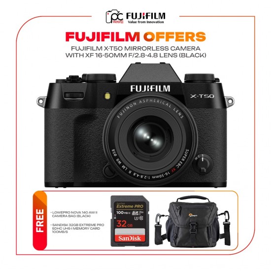 FUJIFILM X-T50 Mirrorless Camera with XF 16-50mm f/2.8-4.8 Lens (Black)