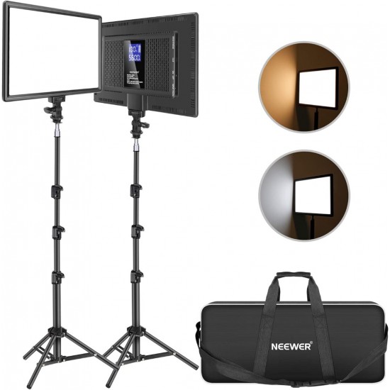 NEEWER 2 Pack NL-192AI Bi-Color LED Panel Light Kit