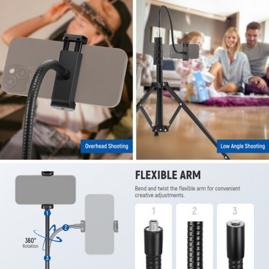 NEEWER 180CM PORTABLE CELL PHONE STAND WITH GOOSENECKS TS06 NEEWER 180CM PORTABLE CELL PHONE STAND WITH GOOSENECKS TS06