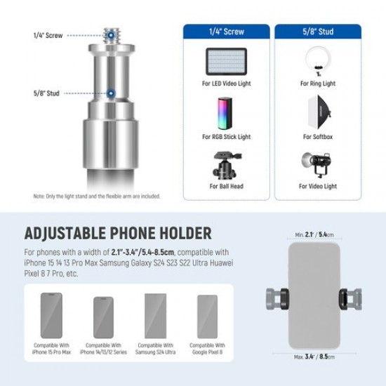 NEEWER 180CM PORTABLE CELL PHONE STAND WITH GOOSENECKS TS06 NEEWER 180CM PORTABLE CELL PHONE STAND WITH GOOSENECKS TS06