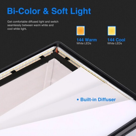 NEEWER 2 Pack NL-288ARC Bi-Color LED Panel Light Stand Kit